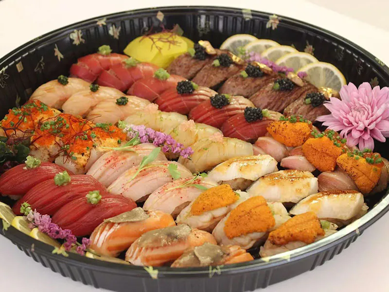 Premium nigiri & sashimi feast at Suki Station, a Japanese Restaurant in Brooklyn